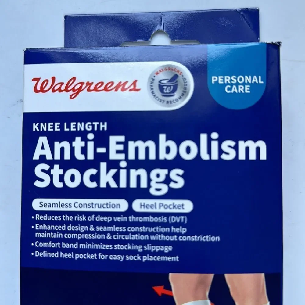 New in box Walgreens knee‎ length white anti-embolism stockings